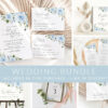 Dusty Blue Flowers Wedding Bundle, Printable File, Edit Yourself, SH24