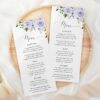 Purple Flowers Wedding Menu, Wedding Stationery, Printable File, Edit Yourself, SH29