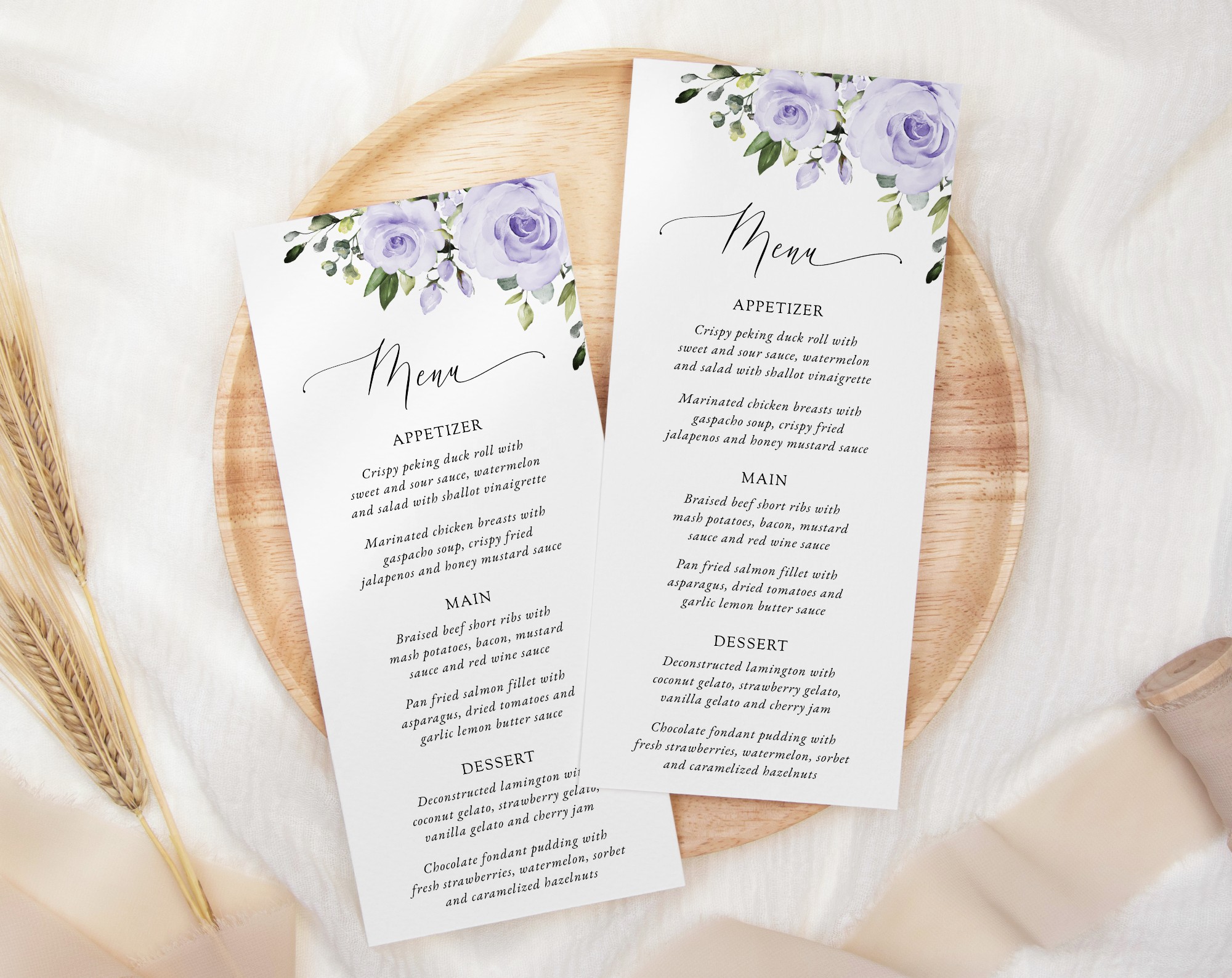 Purple Flowers Wedding Menu, Wedding Stationery, Printable File, Edit Yourself, SH29 Purple Flowers Wedding Menu, Wedding Stationery, Printable File, Edit Yourself, SH29