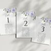 Purple Flowers Seating Cards, Wedding Stationery, Printable File, Edit Yourself, SH29