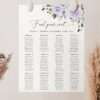 Purple Flowers Seating Chart, Wedding Sign, Printable File, Edit Yourself, SH29