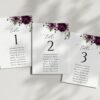 Plum Purple Flowers Seating Cards, Wedding Stationery, Printable File, Edit Yourself, SH31