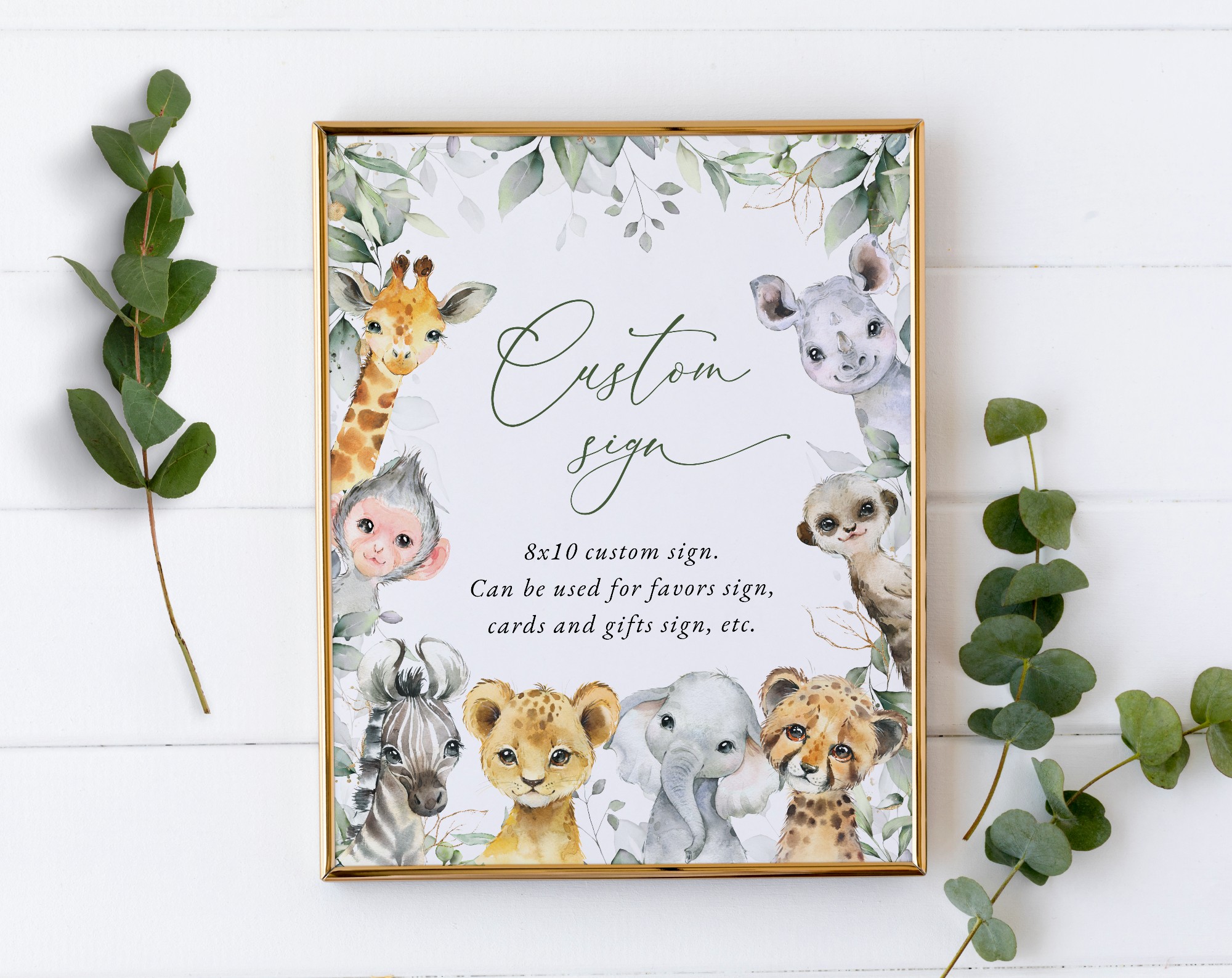 Wild Animals Custom Sign, First Birthday, Boy Birthday, Printable File, Edit Yourself, SH32