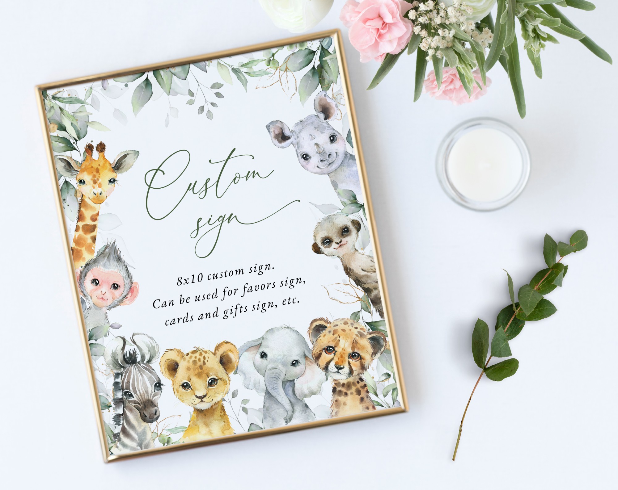 Wild Animals Custom Sign, First Birthday, Boy Birthday, Printable File, Edit Yourself, SH32