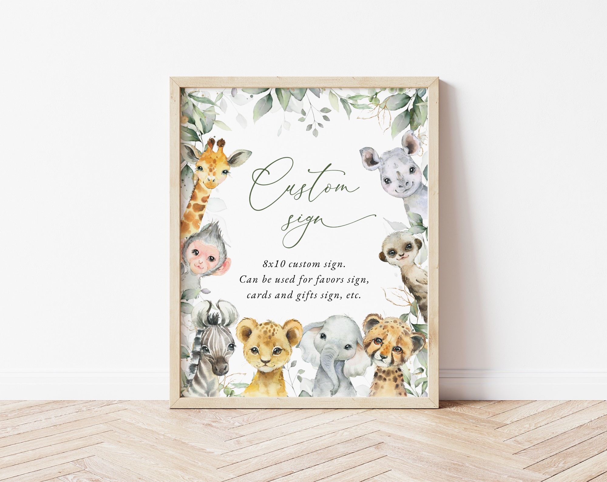 Wild Animals Custom Sign, First Birthday, Boy Birthday, Printable File, Edit Yourself, SH32