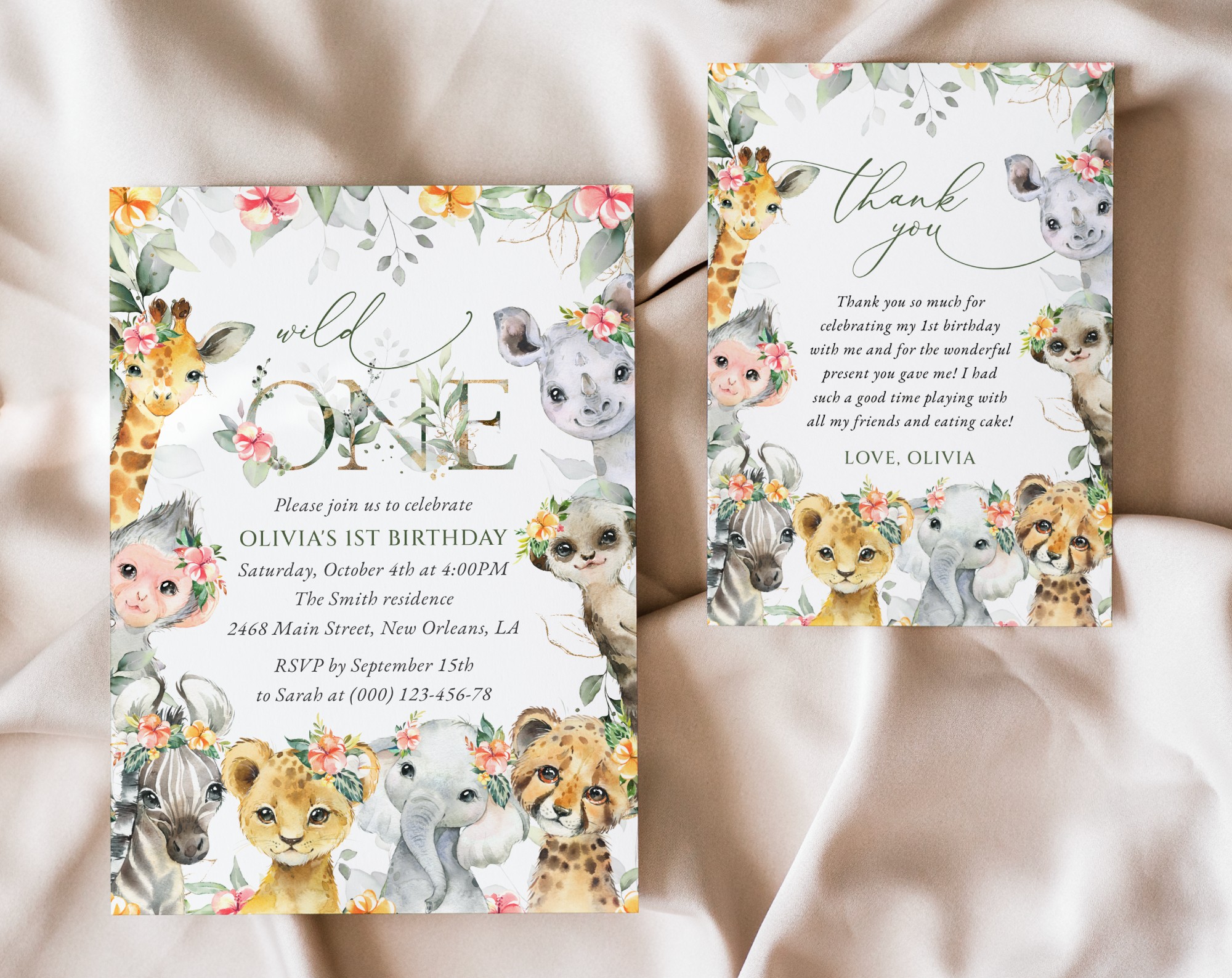 SH37 Wild Animals and Hibiscus First Birthday Shop by Collection