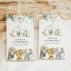 Wild Animals and Hibiscus Favor Tags, Gift Tags, First Birthday, Girl Birthday, Printable File, Edit Yourself, SH37