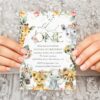 Wild Animals and Hibiscus First Birthday Invitation, Birthday Stationery, Girl Birthday, Printable File, Edit Yourself, SH37