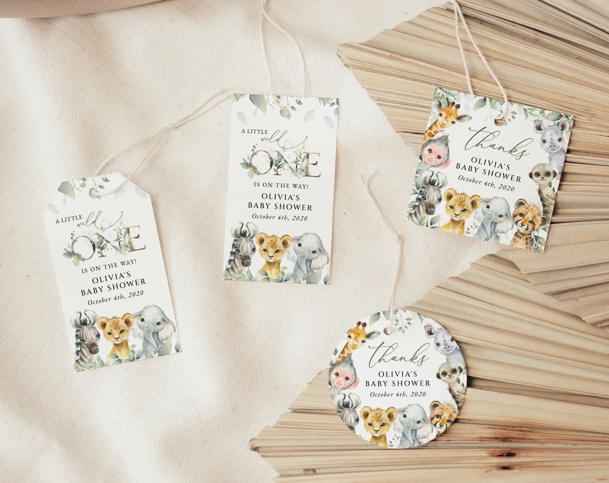 Wild Animals Favor Tags, Gift Tags, Party Tags, Boy Baby Shower, Printable File, Edit Yourself, SH42