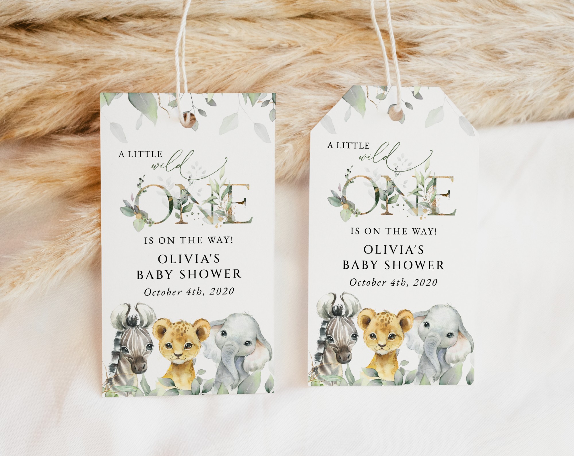 Wild Animals Favor Tags, Gift Tags, Party Tags, Boy Baby Shower, Printable File, Edit Yourself, SH42