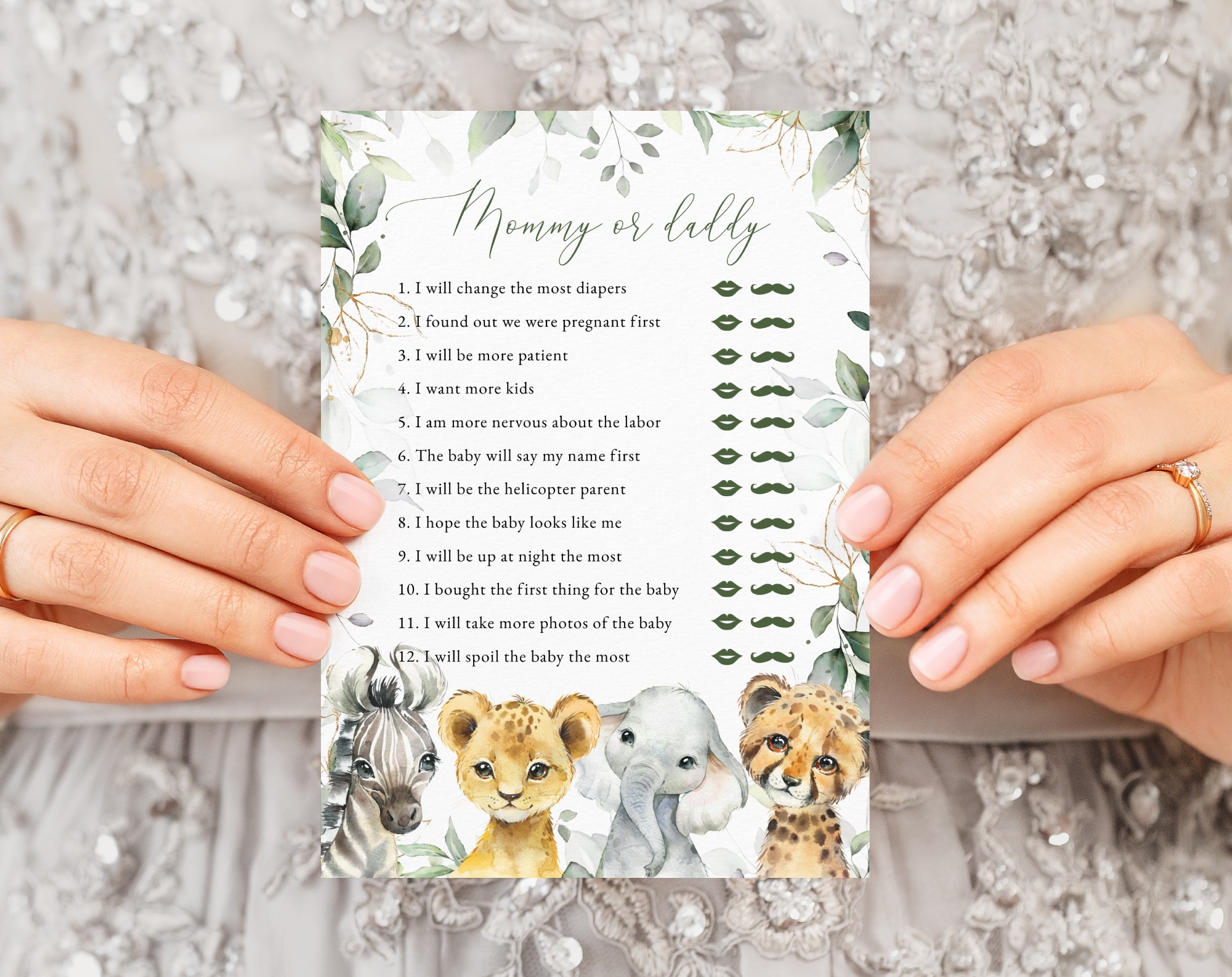 Wild Animals Baby Shower Games, Set of 3 Games, Boy Baby Shower, Printable File, Edit Yourself, SH42