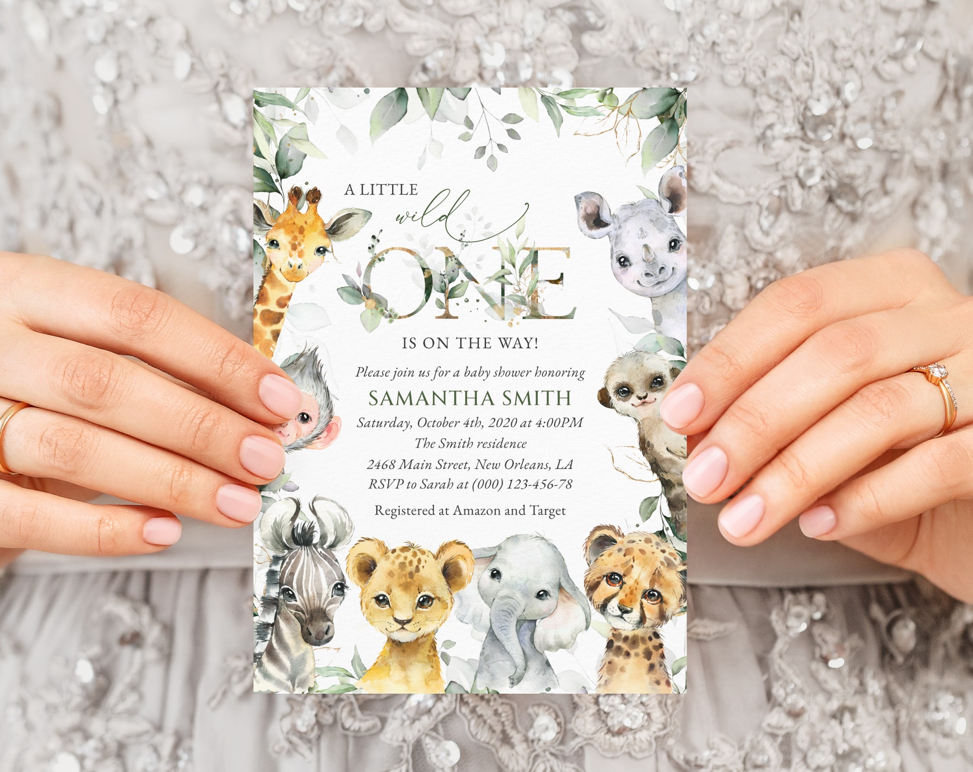 Wild Animals Baby Shower Invitation, Boy Baby Shower, Printable File, Edit Yourself, SH42