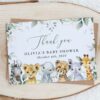 Wild Animals Thank You Card, Boy Baby Shower, Printable File, Edit Yourself, SH42