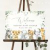 Wild Animals Welcome Sign, Baby Shower Sign, Boy Baby Shower, Printable File, Edit Yourself, SH42