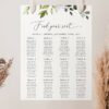 Eucalyptus Leaves Seating Chart, Wedding Sign, Printable File, Edit Yourself, SH45