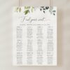 Eucalyptus Leaves Seating Chart, Wedding Sign, Printable File, Edit Yourself, SH45