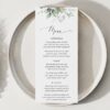 Greenery and Gold Wedding Menu, Wedding Stationery, Printable File, Edit Yourself, SH46