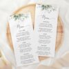 Greenery and Gold Wedding Menu, Wedding Stationery, Printable File, Edit Yourself, SH46