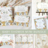 Wild Animals and Hibiscus Baby Shower Mini Bundle, Girl Baby Shower, Printable File, Edit Yourself, SH84