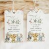 Wild Animals and Hibiscus Favor Tags, Gift Tags, Party Tags, Girl Baby Shower, Printable File, Edit Yourself, SH84