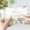 Wild Animals and Hibiscus Thank You Card, Girl Baby Shower, Printable File, Edit Yourself, SH84 Wild Animals and Hibiscus Thank You Card, Girl Baby Shower, Printable File, Edit Yourself, SH84
