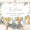 Wild Animals and Hibiscus Welcome Sign, Baby Shower Sign, Girl Baby Shower, Printable File, Edit Yourself, SH84 Wild Animals and Hibiscus Welcome Sign, Baby Shower Sign, Girl Baby Shower, Printable File, Edit Yourself, SH84