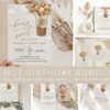 Bear and Beige Balloons First Birthday Mini Bundle, Boy Birthday, Printable File, Edit Yourself, SH85