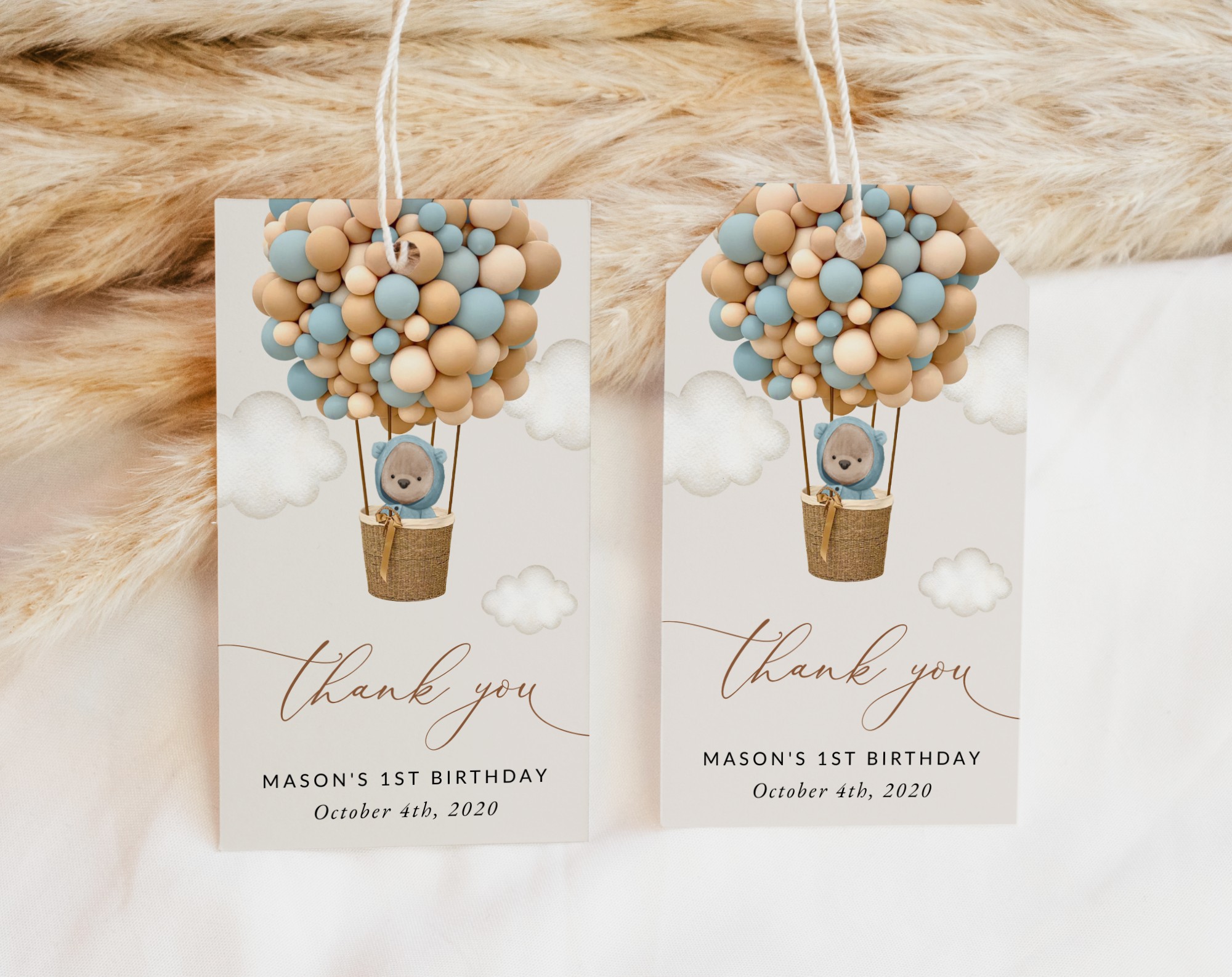 Bear and Blue Balloons Favor Tags, Gift Tags, First Birthday, Boy Birthday, Printable File, Edit Yourself, SH86 Bear and Blue Balloons Favor Tags, Gift Tags, First Birthday, Boy Birthday, Printable File, Edit Yourself, SH86