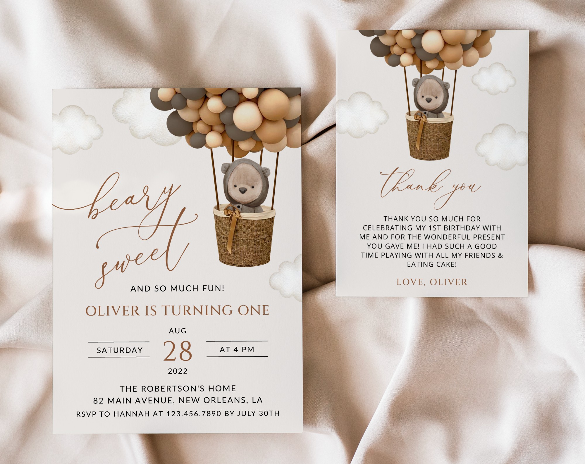 SH88 Bear and Brown Balloons First Birthday Shop by Collection