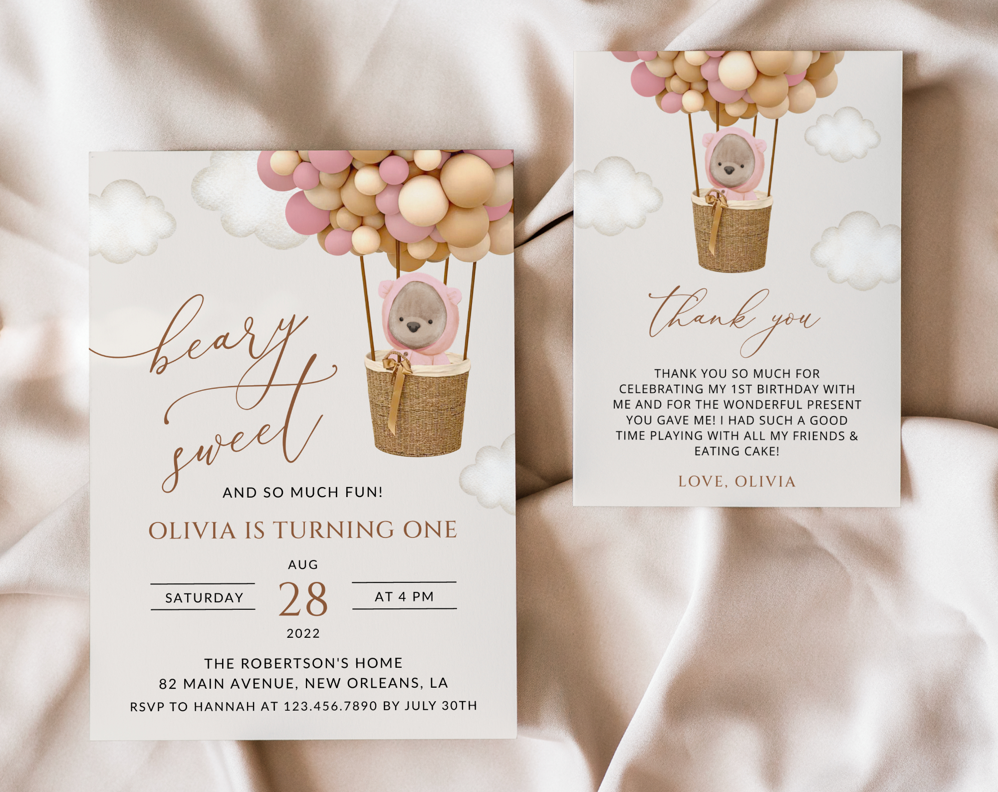 SH89 Bear and Pink Balloons First Birthday Shop by Collection