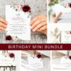 Burgundy and Blush Flowers Birthday Mini Bundle, Girl Birthday, Any Birthday, Printable File, Edit Yourself, SH90 Burgundy and Blush Flowers Birthday Mini Bundle, Girl Birthday, Any Birthday, Printable File, Edit Yourself, SH90