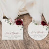 Burgundy and Blush Flowers Favor Tags, Gift Tags, Girl Birthday, Printable File, Edit Yourself, SH90