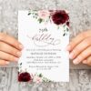 Burgundy and Blush Flowers Birthday Invitation, Girl Birthday, Any Birthday, Printable File, Edit Yourself, SH90