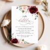 Burgundy and Blush Flowers Birthday Invitation, Girl Birthday, Any Birthday, Printable File, Edit Yourself, SH90
