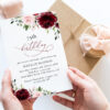 Burgundy and Blush Flowers Birthday Invitation, Girl Birthday, Any Birthday, Printable File, Edit Yourself, SH90
