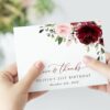 Burgundy and Blush Flowers Thank You Card, Girl Birthday, Printable File, Edit Yourself, SH90