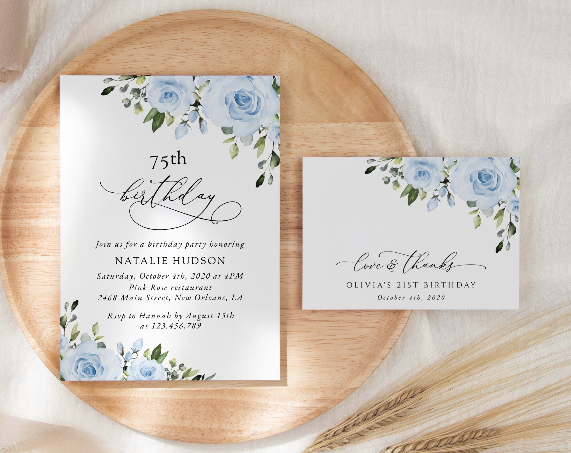 SH92 Dusty Blue Flowers Birthday Shop by Collection