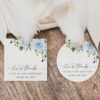 Dusty Blue Flowers Favor Tags, Gift Tags, Girl Birthday, Printable File, Edit Yourself, SH92