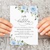 Dusty Blue Flowers Birthday Invitation, Girl Birthday, Any Birthday, Printable File, Edit Yourself, SH92