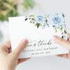 Dusty Blue Flowers Thank You Card, Girl Birthday, Printable File, Edit Yourself, SH92