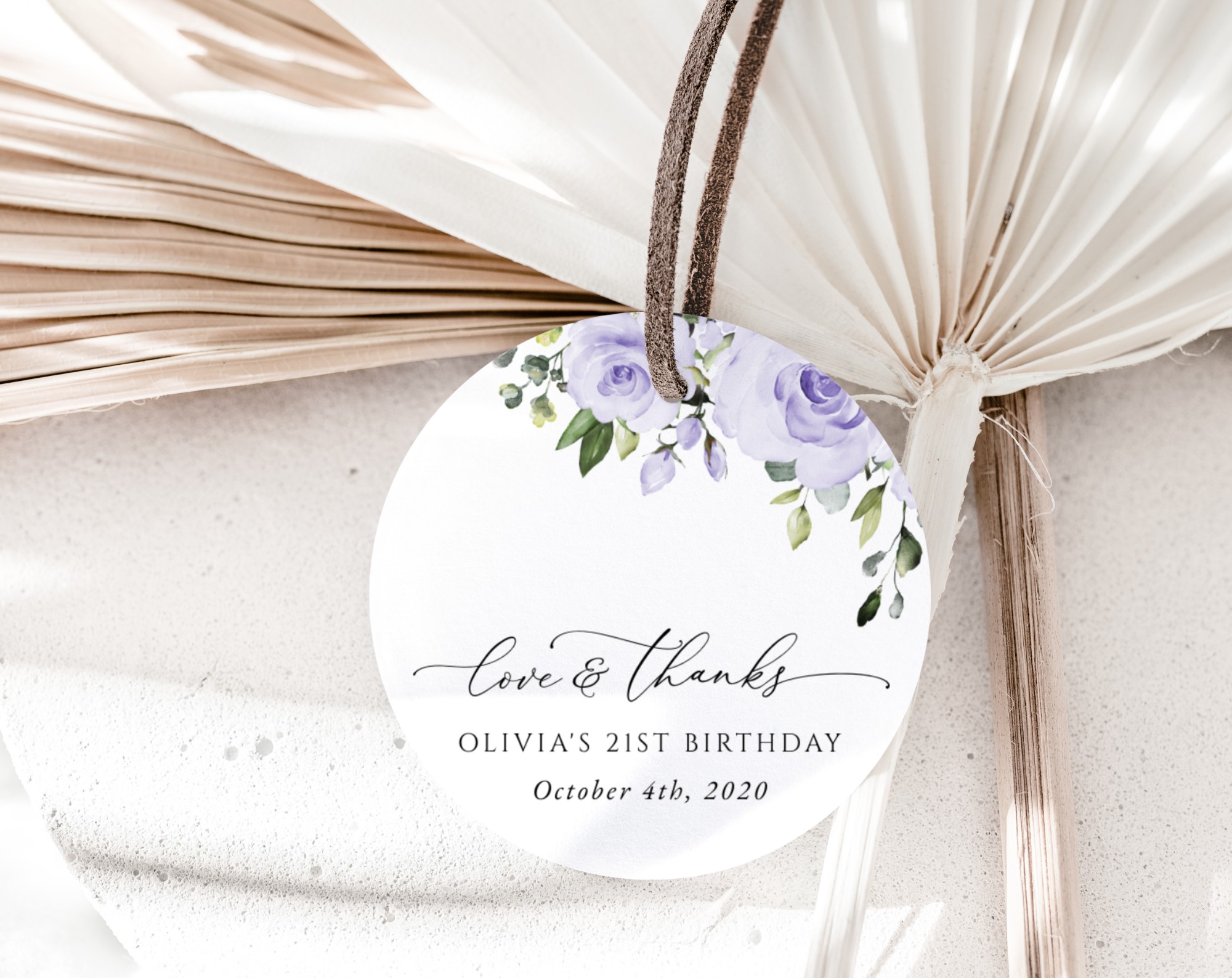 Purple Flowers Favor Tags, Gift Tags, Girl Birthday, Printable File, Edit Yourself, SH93