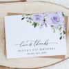Purple Flowers Thank You Card, Girl Birthday, Printable File, Edit Yourself, SH93