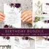 Plum Purple Flowers Birthday Mini Bundle, Girl Birthday, Any Birthday, Printable File, Edit Yourself, SH94