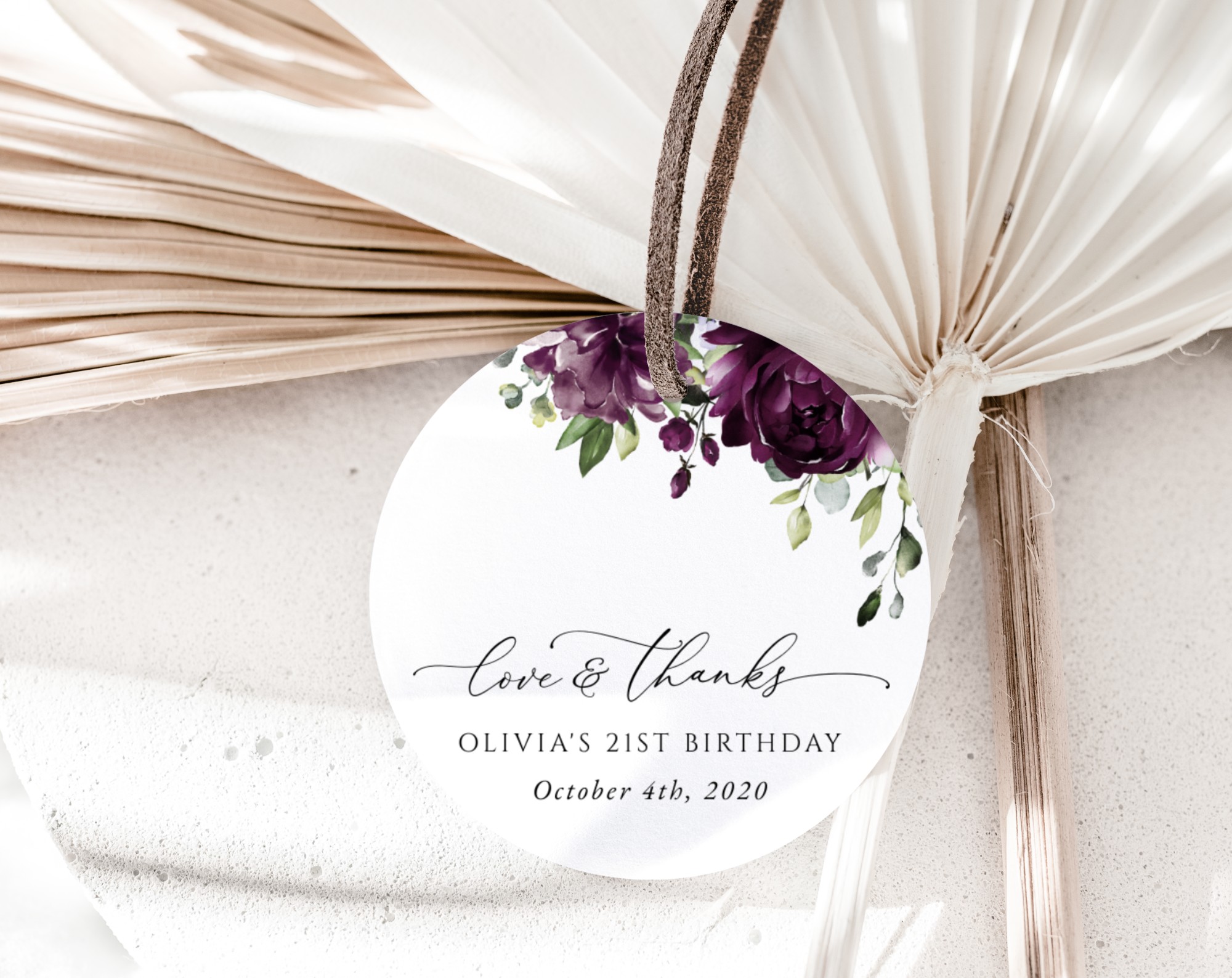 Plum Purple Flowers Favor Tags, Gift Tags, Girl Birthday, Printable File, Edit Yourself, SH94 Plum Purple Flowers Favor Tags, Gift Tags, Girl Birthday, Printable File, Edit Yourself, SH94