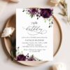 Plum Purple Flowers Birthday Invitation, Girl Birthday, Any Birthday, Printable File, Edit Yourself, SH94