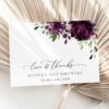 Plum Purple Flowers Thank You Card, Girl Birthday, Printable File, Edit Yourself, SH94