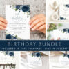 Navy Blue Flowers Birthday Mini Bundle, Girl Birthday, Any Birthday, Printable File, Edit Yourself, SH95