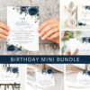 Navy Blue Flowers Birthday Mini Bundle, Girl Birthday, Any Birthday, Printable File, Edit Yourself, SH95 Navy Blue Flowers Birthday Mini Bundle, Girl Birthday, Any Birthday, Printable File, Edit Yourself, SH95