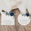 Navy Blue Flowers Favor Tags, Gift Tags, Girl Birthday, Printable File, Edit Yourself, SH95