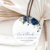 Navy Blue Flowers Favor Tags, Gift Tags, Girl Birthday, Printable File, Edit Yourself, SH95